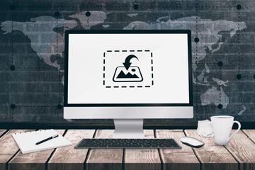 Poster - composite image of a computer over a desk