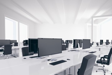 Poster - Empty office with desks and computers