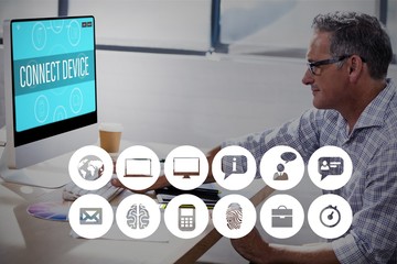 Poster - Composite image of multiple blue icons 