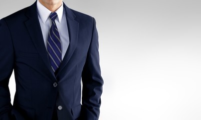 man in business suit over white