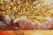 The Deer Emperor. Watercolor Style Digital Artwork 23
