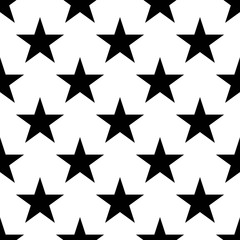 Wall Mural - Stars seamless pattern. Black and white retro background elements. Abstract geometric shape texture. Fashion graphic style. Design template for wallpaper, wrapping, fabric, textile Vector Illustration