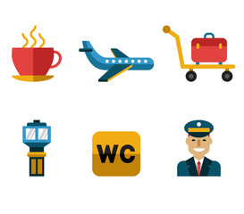 Sticker - Airport Icons Flat Set 