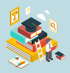 Wall Mural - Flat 3d Web Isometric Education Graduation Infographic 