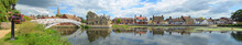 Panorama Of The Causeway, Town Offices And Chinese Bridge At Godmanchester Cambridgeshire England,