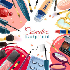 Sticker - Cosmetics Flat Background