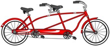Illustration Of A Red Tandem Bicycle With Large Whitewall Tires.