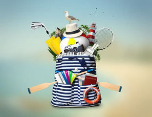 Wall Mural - luggage, goods for holidays, leisure and travel