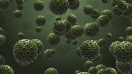 Poster - 3d rendering molecules or germs concept with embossed and displaced surface