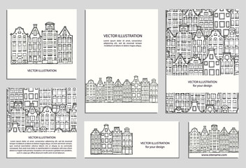 Hand drawn houses set