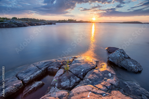 Fotografia, Obraz Sunset at Ladoga Lake in Karelia, Russia