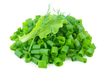 Canvas Print - chopped green onions with lettuce, dill