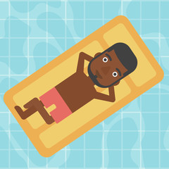 Sticker - Man relaxing in swimming pool vector illustration.