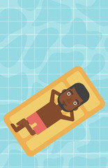 Poster - Man relaxing in swimming pool vector illustration.