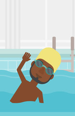 Canvas Print - Man swimming in pool vector illustration.