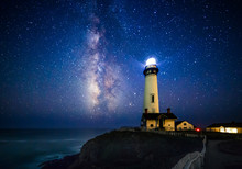 Milky Way At Pigeon Point Lighthouse, Pescadero, California