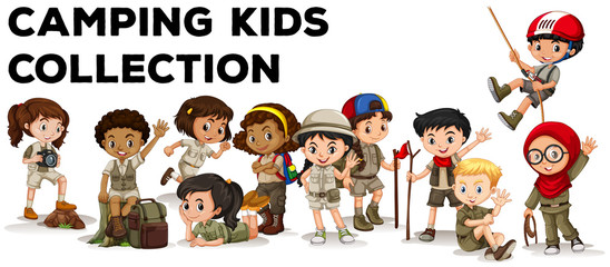 Sticker - Children in camping outfit