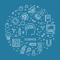 Wall Mural - vector line web concept for science