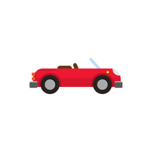 Vector Illustration Red Sports Convertible Flat Style On White Background Isolated