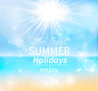 © me4light - Summer, Seaside view poster. Vector background