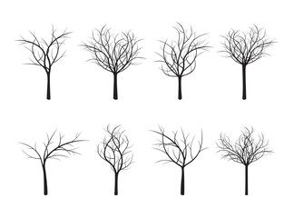 Wall Mural - Set of Black Trees. Vector Illustration.