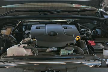 Poster - Close up detail of new car engine 
