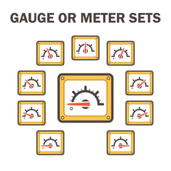 Wall Mural - Gauge meter vector icons sets design on white.