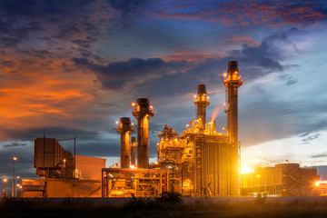 Wall Mural - Glow light of petrochemical industry on sunset.