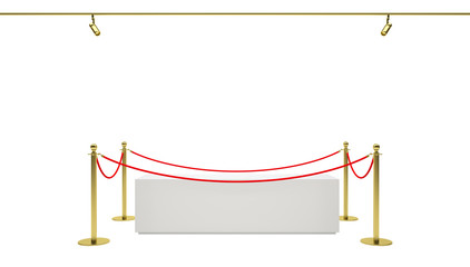  Showcase with tiled stand barriers for exhibit