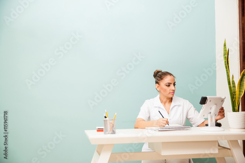 Therapist Working At A Spa Front Desk Buy This Stock Photo And