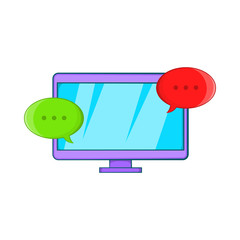 Poster - Messages on computer icon in cartoon style isolated on white background. Communication symbol