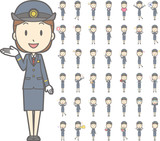 Fototapeta  - 制服を着た駅員の女性vol.1（案内・指差し・笑顔など, 様々な表情やポーズのイラストをセット）