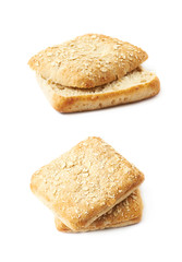 Poster - Single piece of bread bun isolated