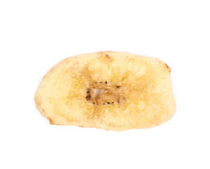 Baked banana chip slice isolated