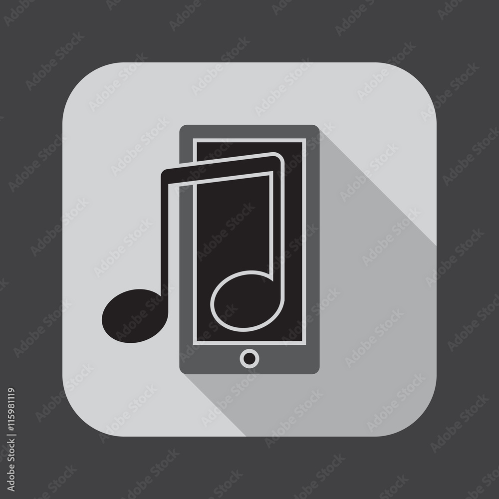 Smartphone with music note icon vector, solid logo illustration ...