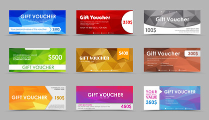 Poster - Set of gift polygonal vouchers.
