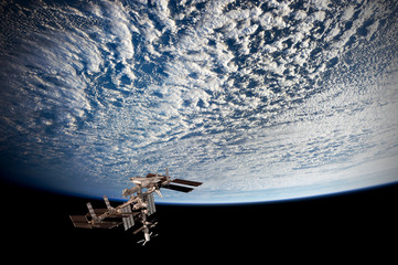 Wall Mural - satellite planet earth ocean international meteorology telecommunication outer space station iss. el