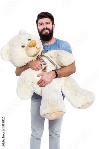 holding teddy bear