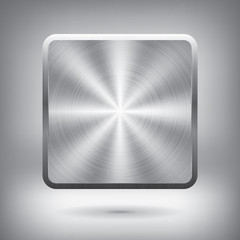 Poster - metal button, vector metallic texture, square element for you project design