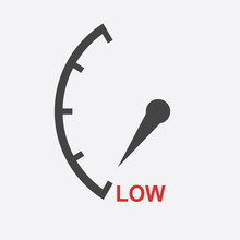 Speedometer, Tachometer, Fuel Low Level Icon. Flat Vector Illustration On White Background