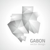 Fototapeta Paryż - Gabon grey vector polygonal map of Africa