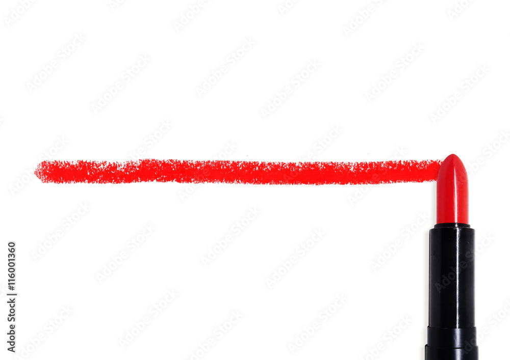 A line is drawn using a red lipstick - obrazy, fototapety, plakaty 