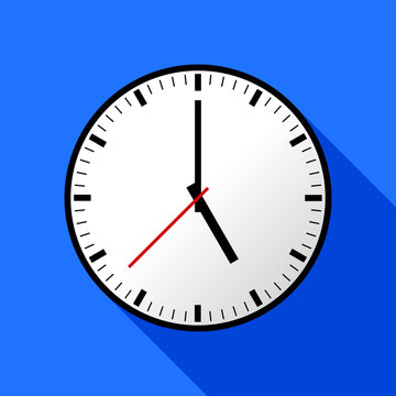 Clock icon, Vector illustration, flat design. Easy to use and edit. EPS10. Blue background with shadow.