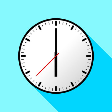 Clock icon, Vector illustration, flat design. Easy to use and edit. EPS10. Blue background with shadow.