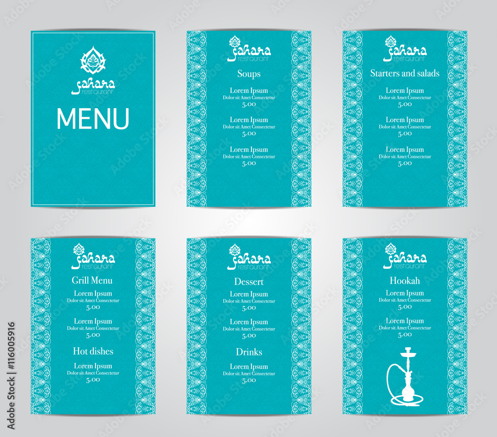 Stockvector Vector illustration of a menu card template design for a ...