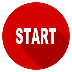 Poster - Flat design red round start vector icon