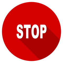 Poster - Flat design red round stop vector icon