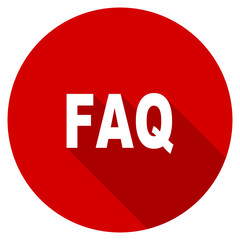 Poster - Flat design red round faq vector icon