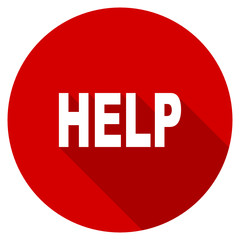 Poster - Flat design red round help vector icon