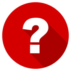 Leinwandbilder - Flat design red round question mark vector icon